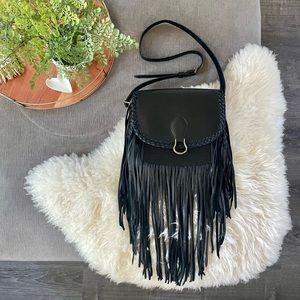 LOUIS VUITTON | Vintage Boho Black Crossbody Fringe Bag St. Cloud